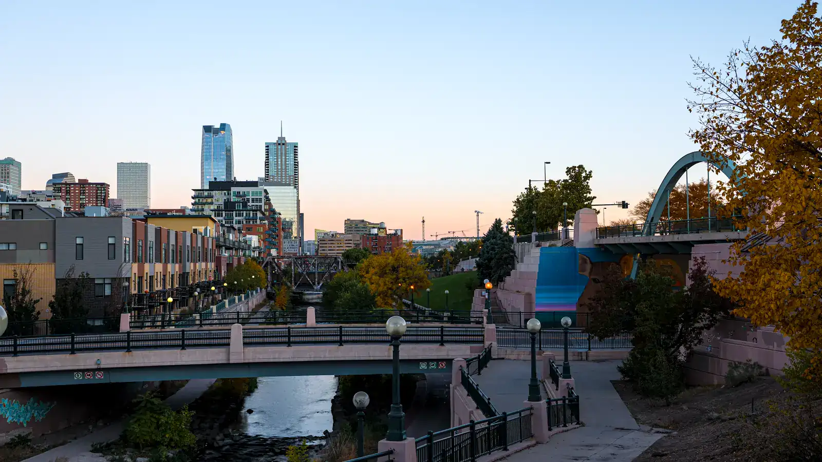 Day to night time lapse of a busy Denver sidewalk