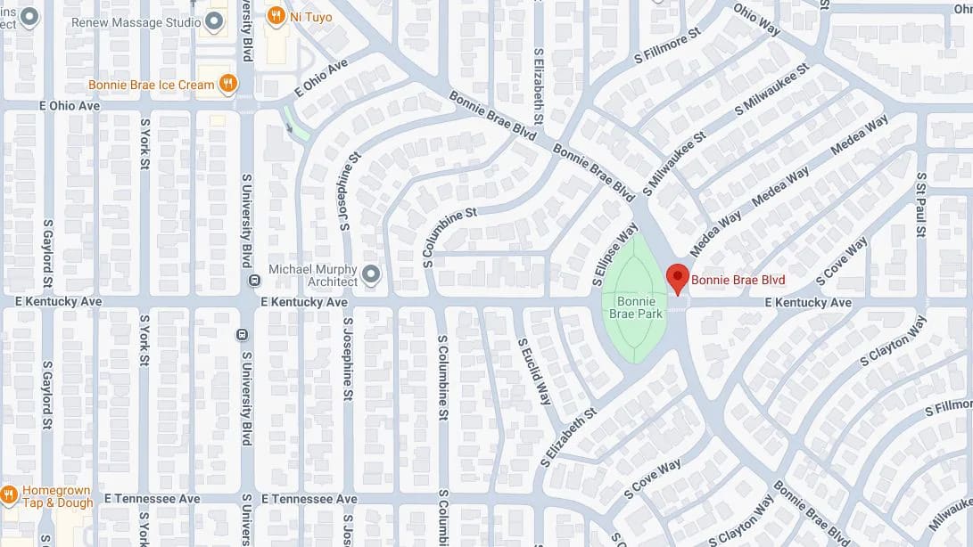 Map of Bonnie Brae, Denver, Colorado