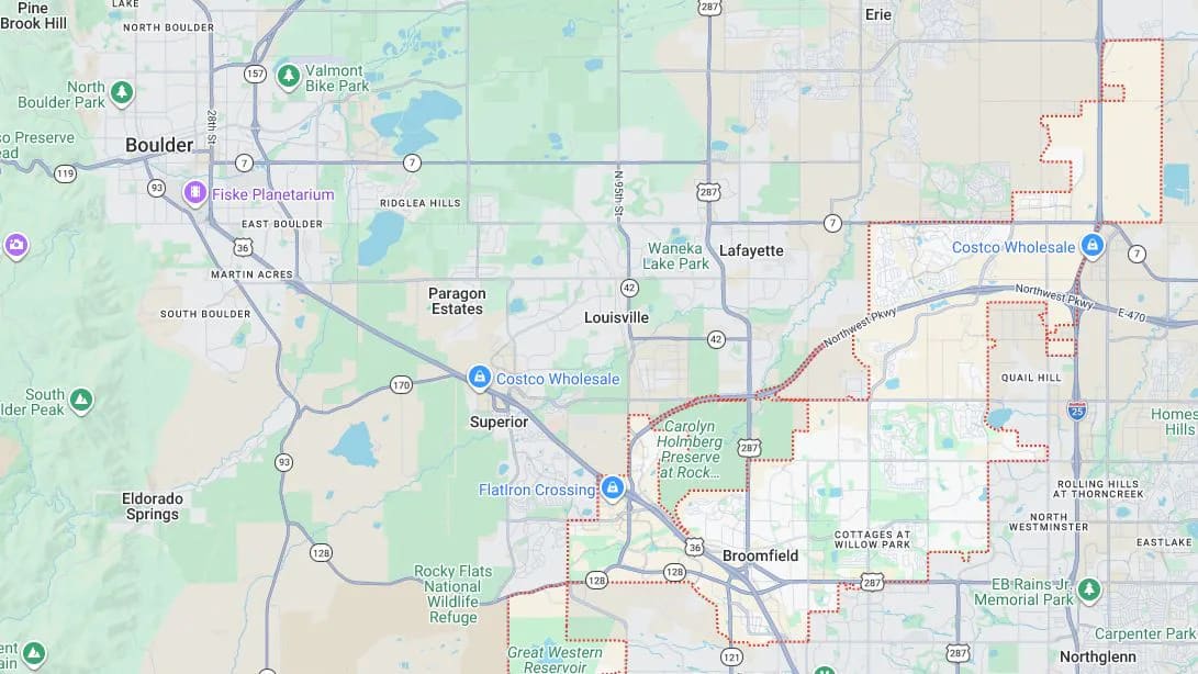 Map of Broomfield, Broomfield, Colorado