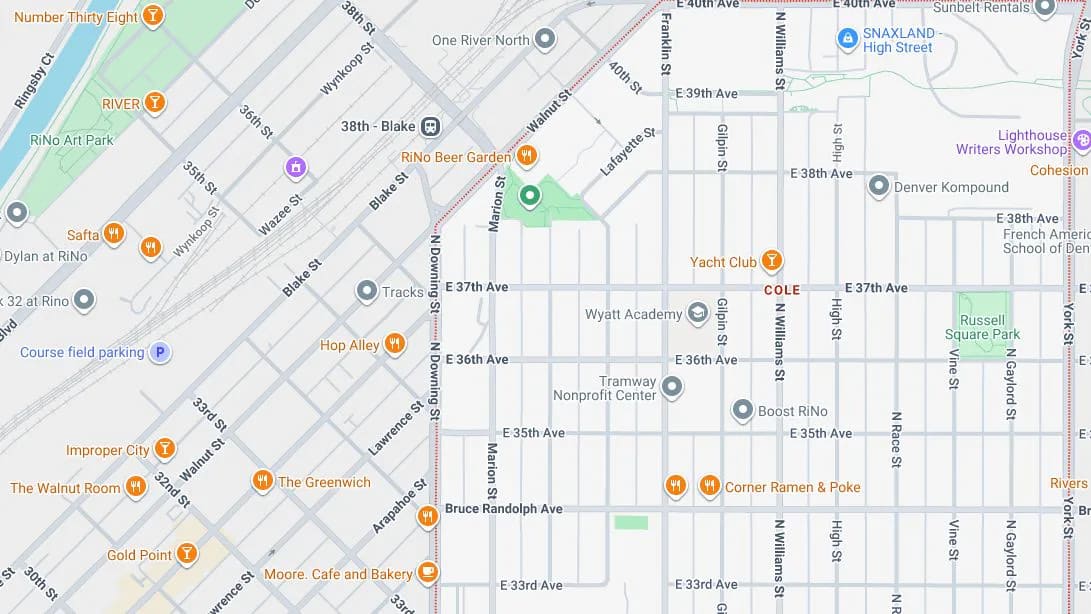 Map of Cole, Denver, Colorado