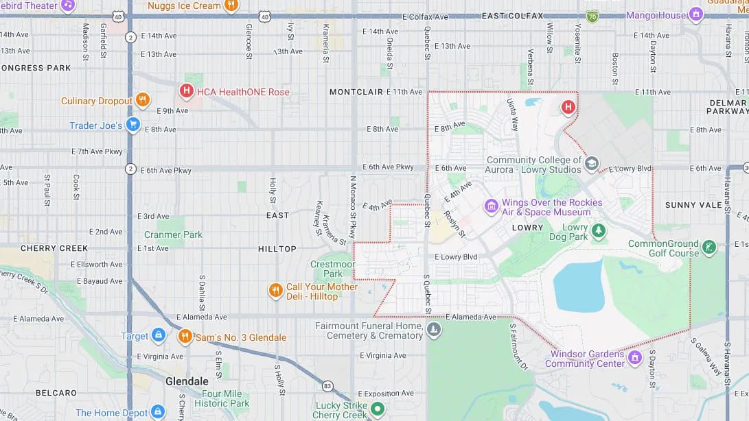 Map of Lowry, Denver, Colorado