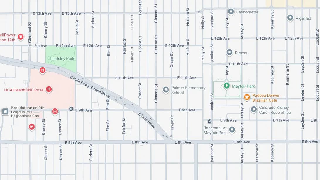 Map of Mayfair, Denver, Colorado