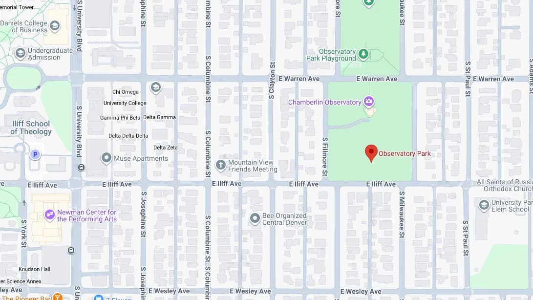 Map of Observatory Park, Denver, Colorado