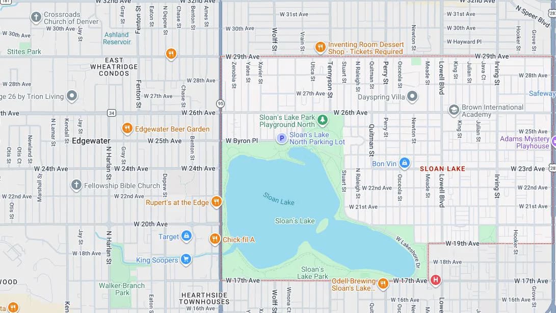 Map of Sloan's Lake, Denver, Colorado